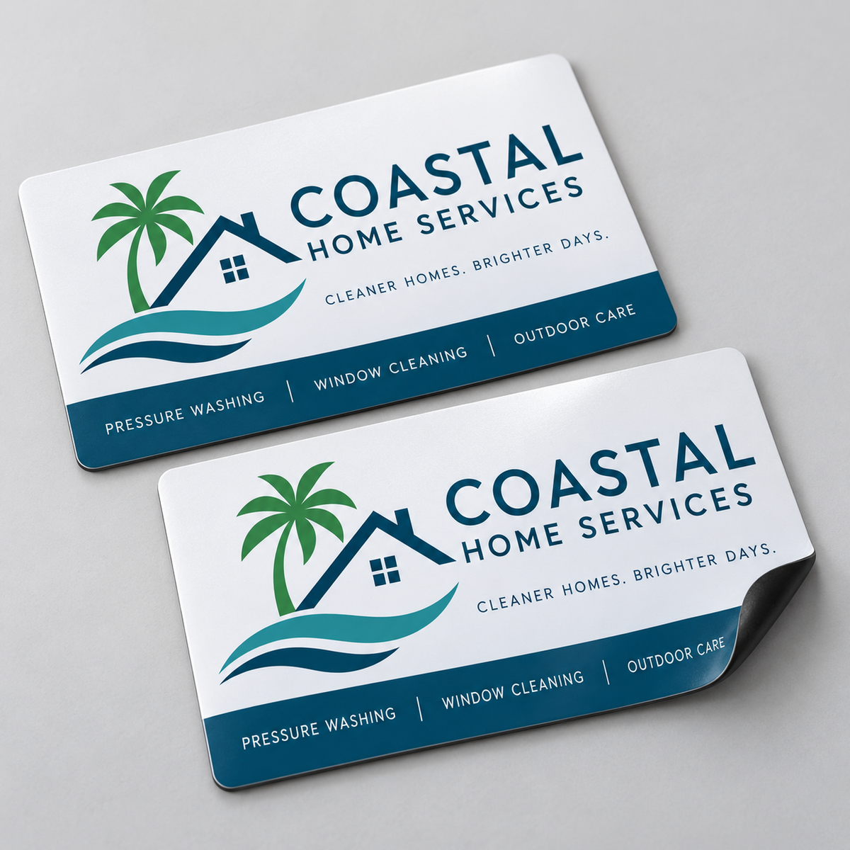 Set of two matching laminated car magnets with rounded corners