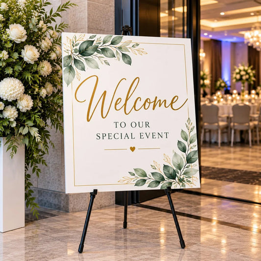 Personalized welcome sign displayed for a special event