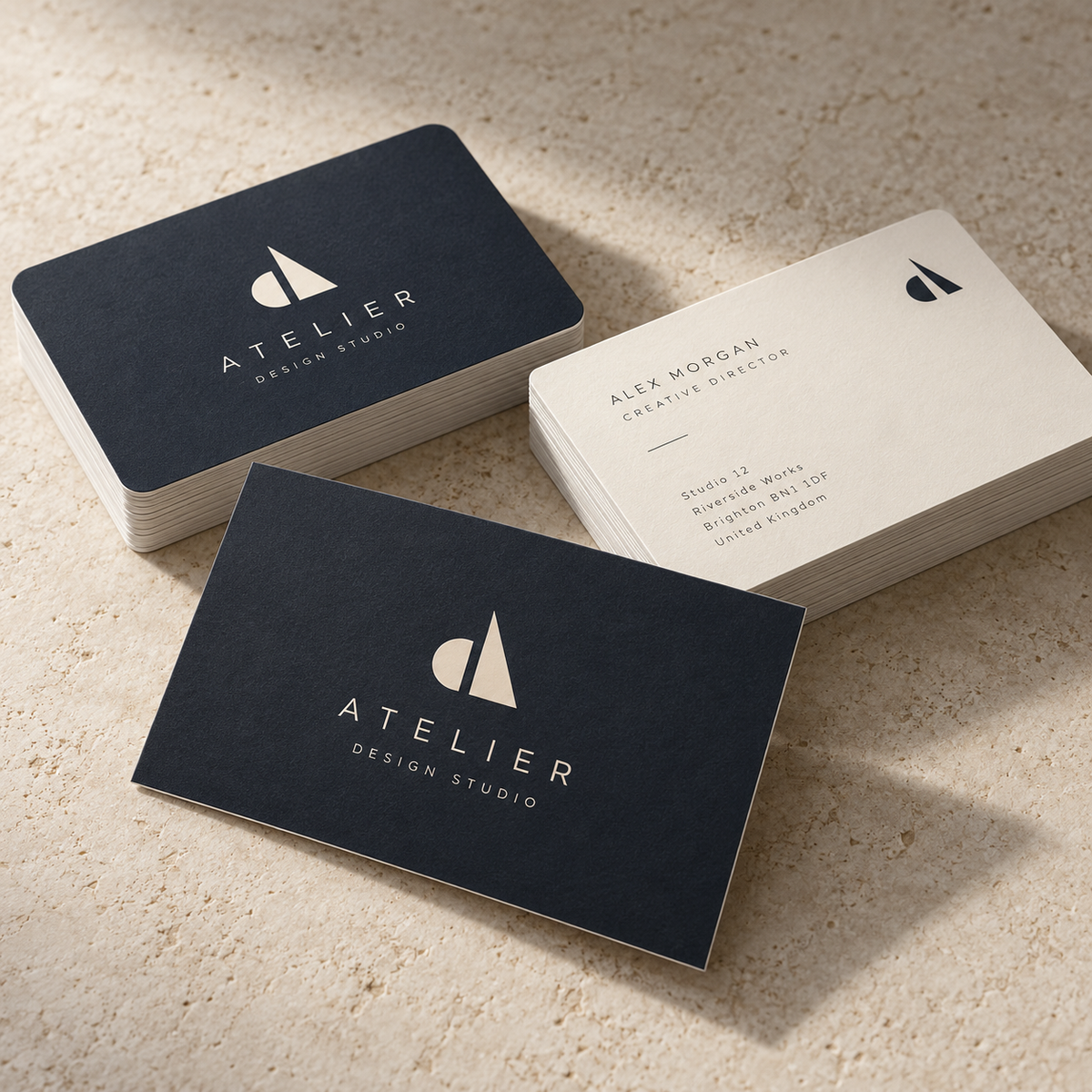 Soft Velvet business cards with square and rounded corners