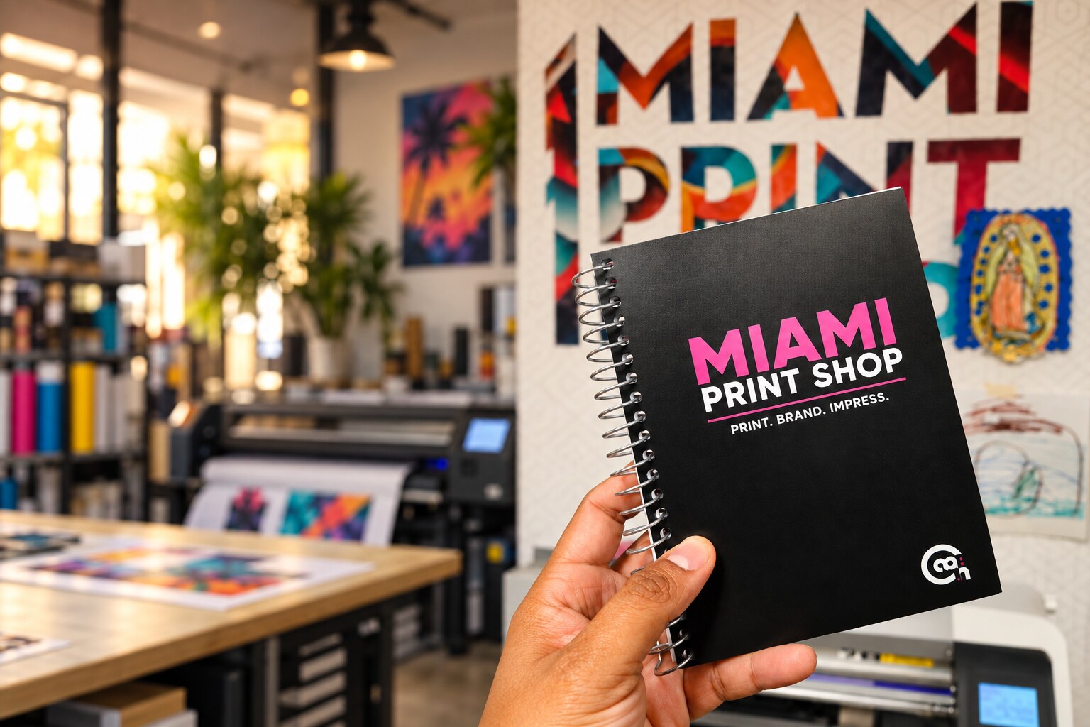 Custom branded Miami Print Shop notebook