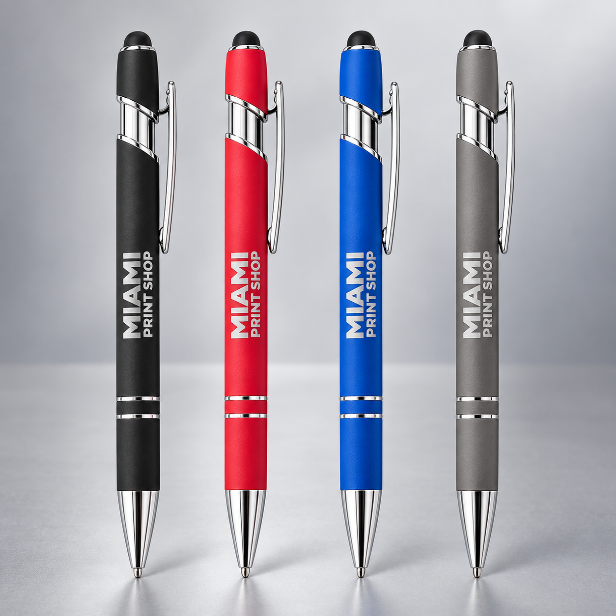 Laser engraved ballpoint pens in corporate colors