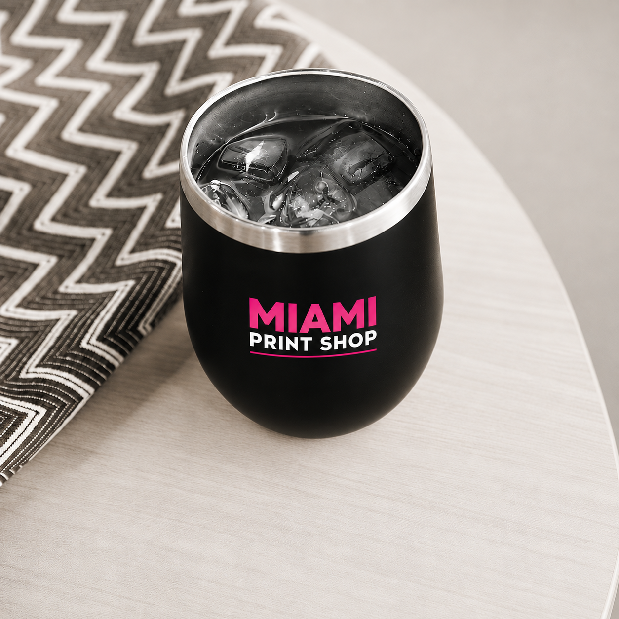 12 ounce stainless steel wine tumbler with full color logo